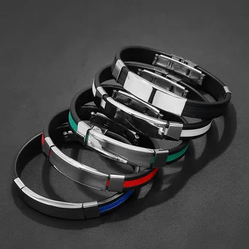 2019 High Quality Titanium Steel Stainless Steel Accessories Charm 5 Clolor Bracelet Silicone Bangle Man Fashion Gift Jewelry