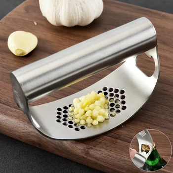 

100% Stainless Steel Garlic Press Rocker, Garlic Rocker Crusher Garlic Chopper Mincer Press, Kitchen Garlic Masher