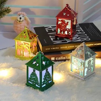 

1PC Festival LED Light PlasticImitation Wood House Christmas Tree Hanging Ornaments Holiday Nice Xmas Gift Wedding Decoration