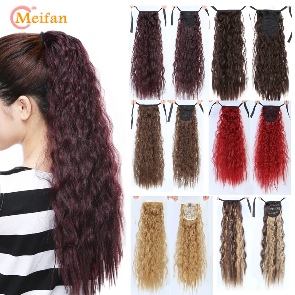 MEIFAN длинный кудрявый синтетический шиньон конский хвост из натуральных волос на