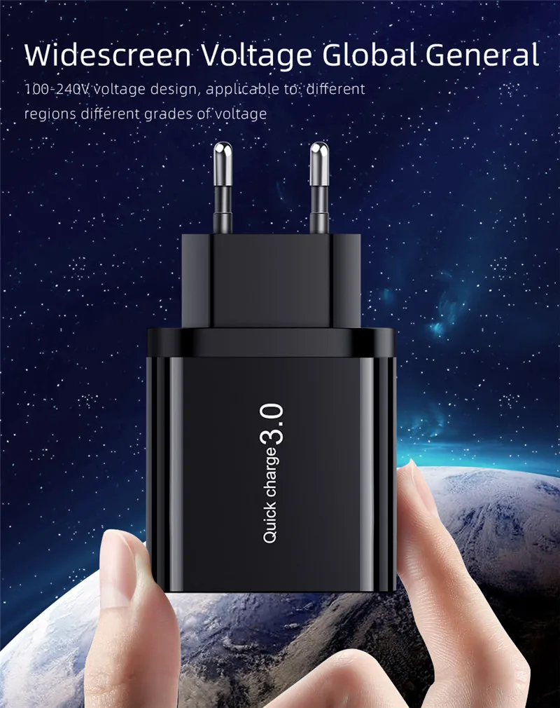 18 Вт Быстрая зарядка 3,0 USB зарядное устройство 3 порта QC3.0 Быстрая зарядка настенное зарядное устройство адаптер для iPhone 11 11Pro Max samsung S10 huawei P30