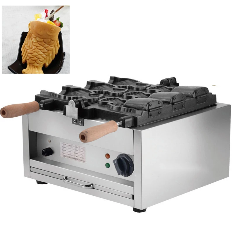 

Electric open mouth fish waffle maker machine LPG Gas flip taiyaki machine ice cream taiyaki maker fish waffle cone maker pan