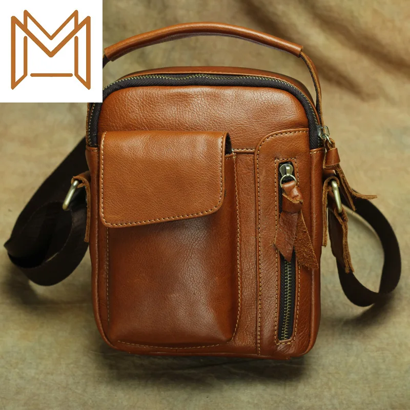 

Head Layer Cowhide Man Single Shoulder Package Oblique Satchel Genuine Leather Vertical Section Male Shoulder