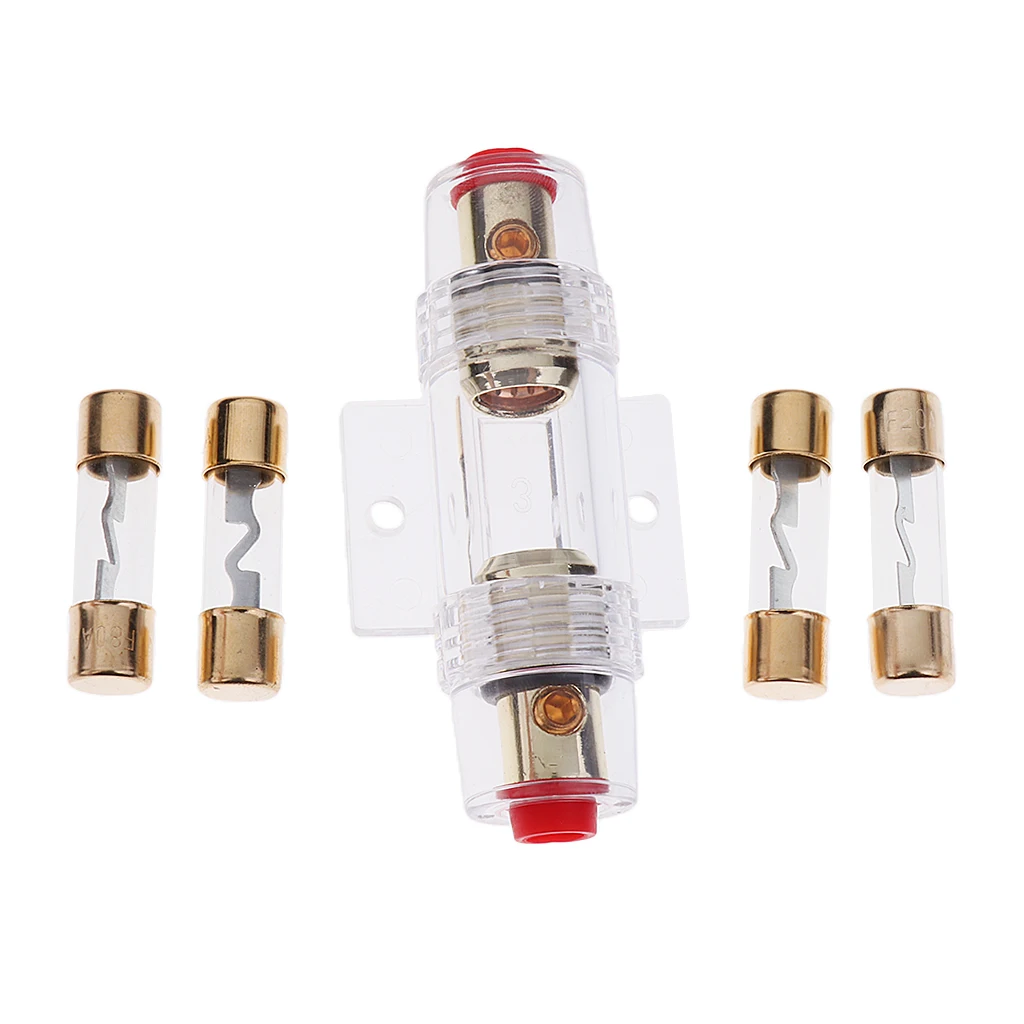 Brand New AGU Fuse Holder 0 4 8 Gauge Gold Plated 4 Free Fuses SKFH104