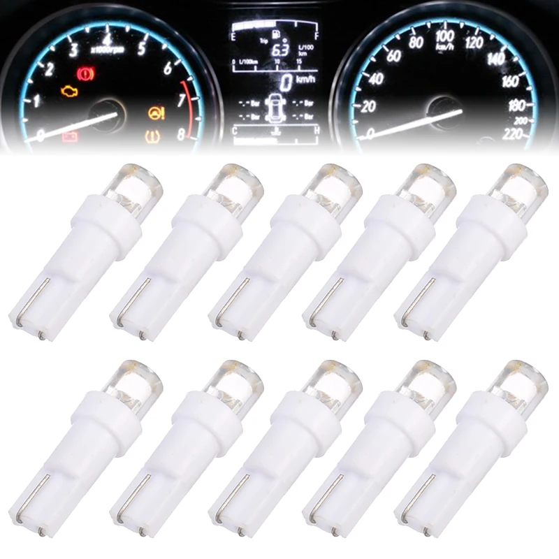 10pcs 12V T5 Car Dashboard Light 37 74 70 LED White Auto Running License Plate Side Car Interior Lights