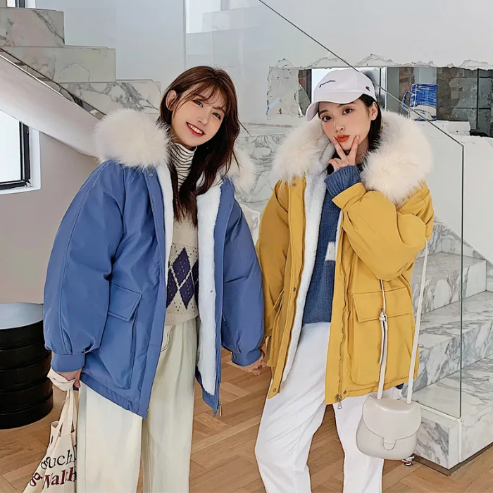 

2019 Winter New Style Korean-style Loose-Fit Slimming Large Fur Collar down Coat Students down Jacket Cotton-padded Clothes Coat