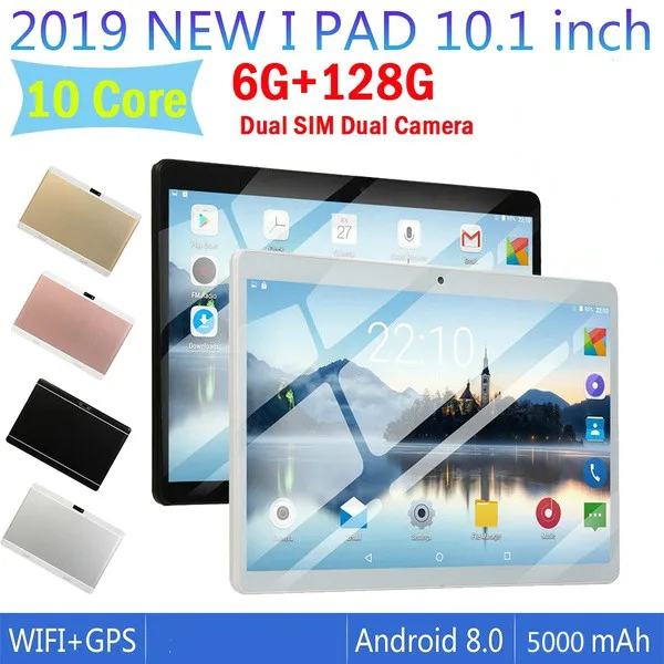 

Tablet Pc 10 Inch 10 Core 6G+128G Android 8.0 WiFi 1280*800 Screen Tablet Dual SIM Card Dual Camera Phone 4G Call Wifi Tablets