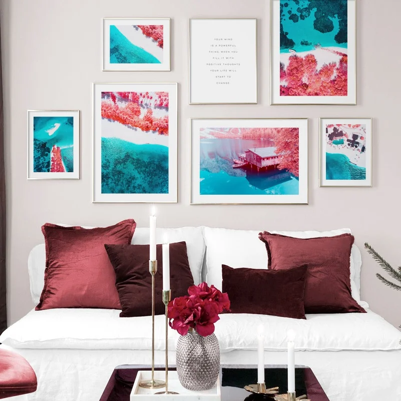 

Beach Sea Lake Tree Plant Quote Landscape Wall Art Print Canvas Painting Nordic Posters And Prints Wall Pictures For Living Room