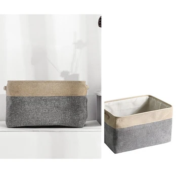 

3PCS Large Storage Basket Bin Set Cube Box Foldable Canvas Fabric Collapsible Desktop Organizer New