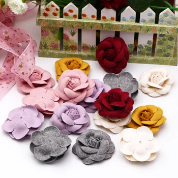 

6pcs 5cm Velvet Rosa Flower Dress Decoration Fabric Applique Trimming Sewing Supplies DIY Sewing Craft For Cloth Hat Shoes Hot