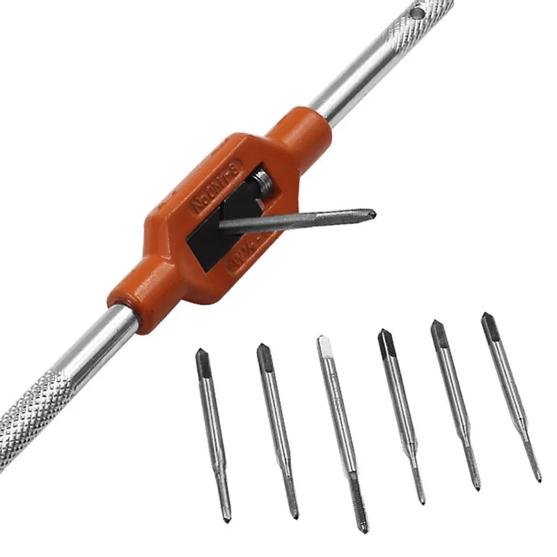 

8pc HSS Mini Hand Metric Tap and Die Bit Set with High Speed Steel Taps and Twisted Handle Woodworking DIY Repair Tool