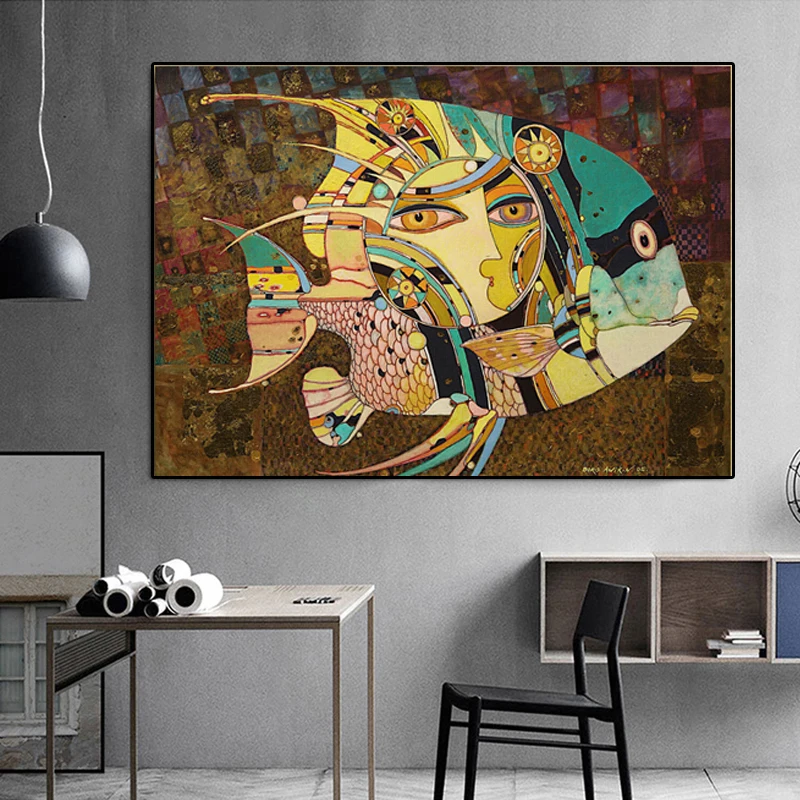 Борис Аникин-2 известная картина маслом абстрактная картина на холсте с изображением рыб животные принты настенные картины для гостиной Куадрос домашний декор