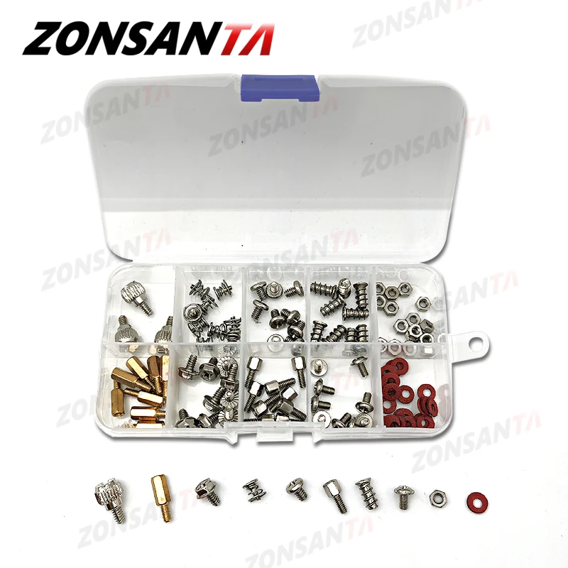 ZONSANTA 114 шт. аксессуары для компьютерных винтов DIY Монтажная деталь материнской
