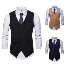 EBay весна и осень стиль Повседневная мода Мужчины Ouma сплошной цвет вельвет однобортный жилет костюм жилет