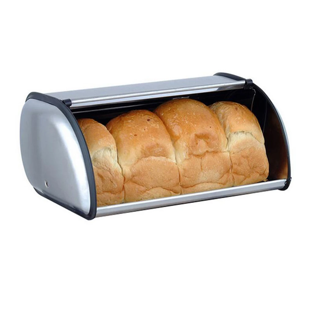 

Metal Bread Box With Roll Up Lid, Kitchen Counter Storage Bread Bin Holder Retro Storage Container Loaf Bread Pastry Box