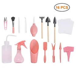 16 pçs mini conjunto de ferramentas de jardinagem plantas suculentas diy ferramentas jardim potted plantio kit ferramenta em miniatura plantio indoor bonsai kit