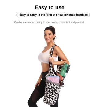 Fashion Yoga Mat Bag Printed Canvas Tote Bag Single Shoulder Washable Large Capacity Portable Zippered