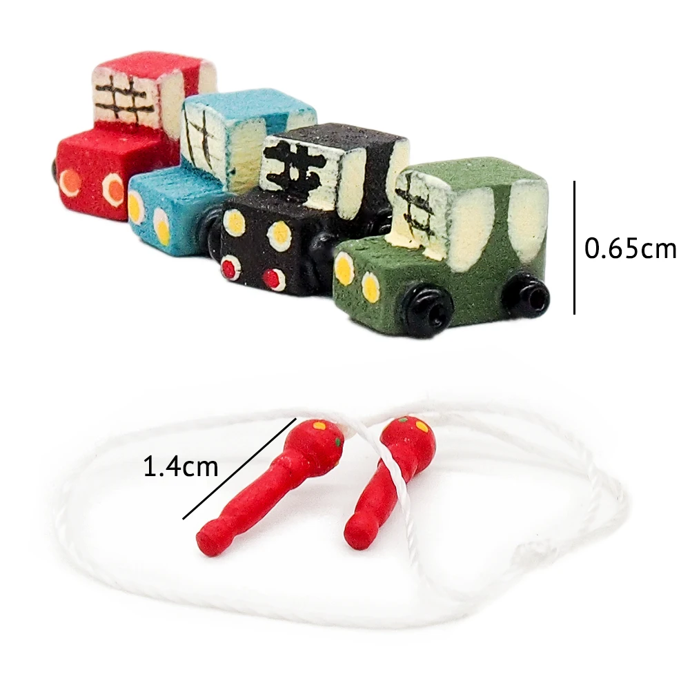 

Odoria 1:12 Miniature 4PCS Wooden Cars and 1 Rope Skipping Nursery Dollhouse Dolls' Accessories for Playroom Baby Room
