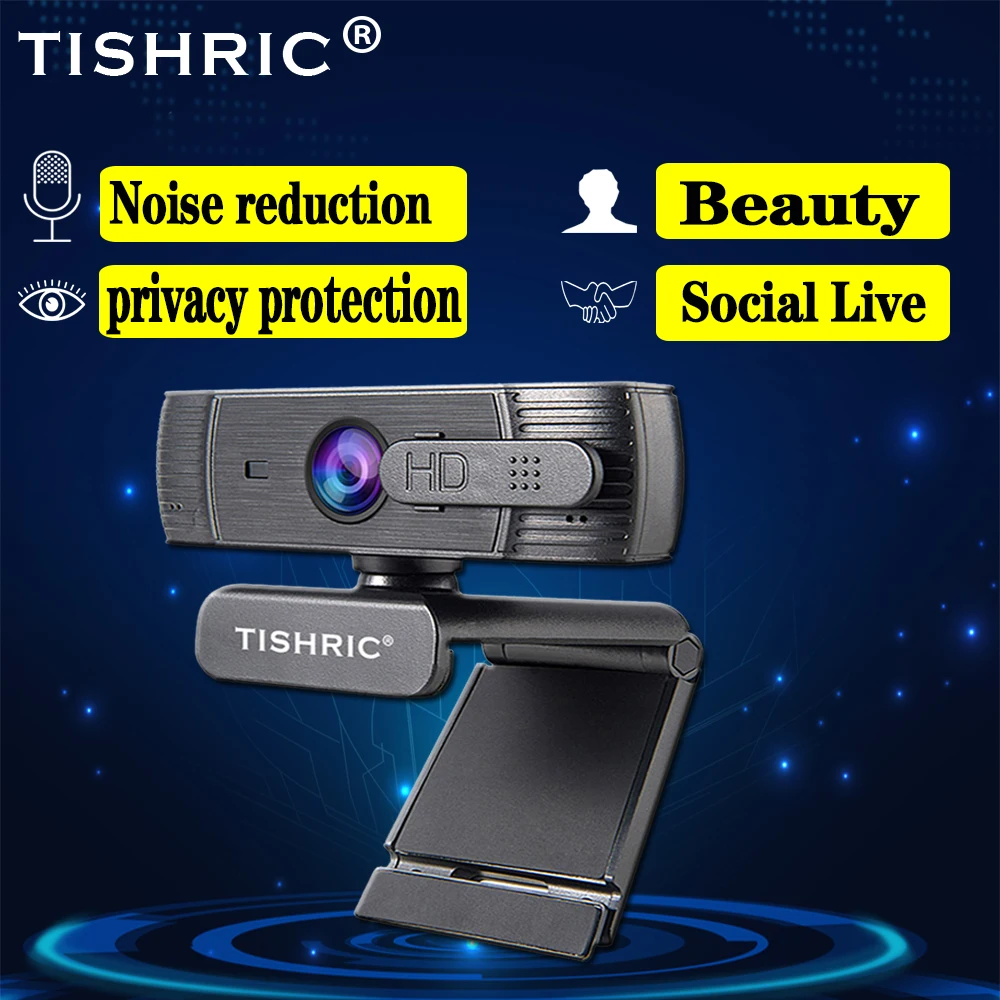 TISHRIC T200 Webcam Full HD 1080p Video Recording Web Camera With Microphone Noise Reduction For PC Laptop Autofocus | Компьютеры и