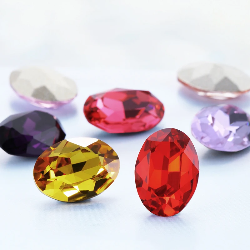 13X18mm 타원형 라인 석 의류 가방 K9 유리 Strass 크리스탈 Pointback 레드 크리스탈 라인 석 아트 공예 액세서리