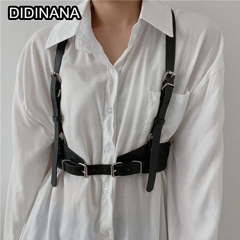 Cinturones de arnés de cuero PU gótico para hombre y mujer, correas de cintura Bondage para cuerpo, Punk Rock, elegante, para vestido, camisa JK|Cinturones de mujer| - AliExpress