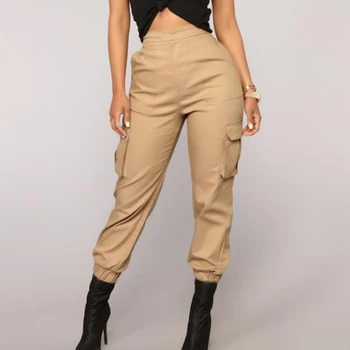 

Hot Big Pockets Cargo pants women Mid Waist Loose Streetwear pants Baggy Tactical Trouser hip hop high quality joggers pants