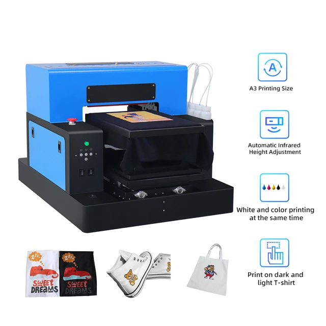 Automatic A3 DTG Printer Flatbed T-Shirt Printing Machine Direct to Garment  Printers with Textile Ink for Canvas Bag Shoe Hoodie - AliExpress