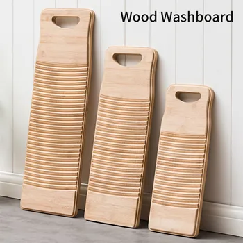 

Wood Washboard Washing board with Round Handle Wash Board for Home Laundry Clothes Practical Durable Bamboo Thickened Washboard