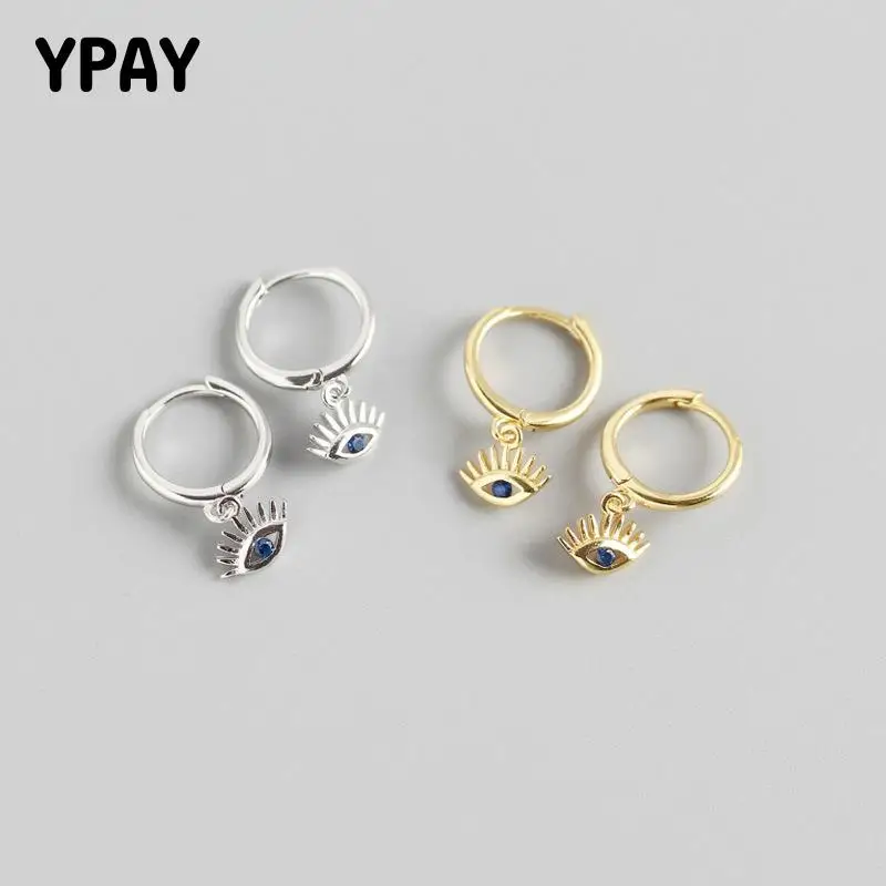 

YPAY Korea INS Eyes and Eyelash Drop Earrings for Women 100% Real 925 Sterling Silver Blue Zircon Dangle Earring Jewelry YME629