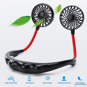 

Portable Personal Fan Neckband Fan USB Rechargeable Battery Operated Dual Wind Head for Traveling Office