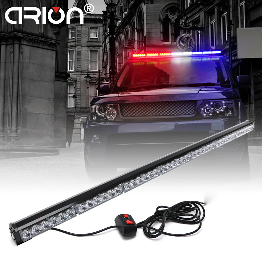 

31cm to 120cm LED Light Bar Fireman Flashing Police Emergency Warning Fire Stroboscope Lights Amber White Red Blue