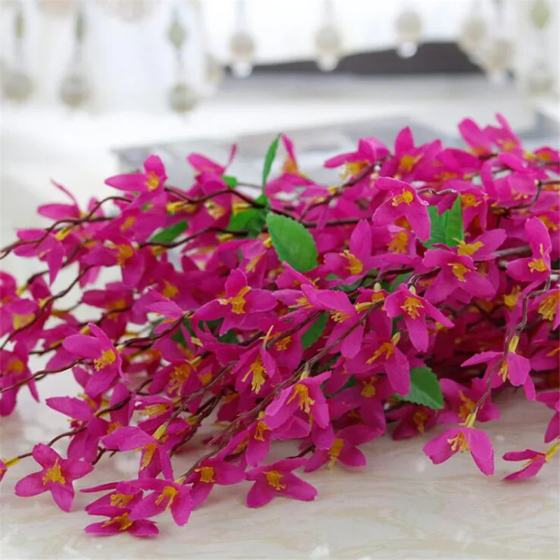 Искусственный зимний жасмин(7 стеблей/Букет) 23,6" длина имитация Jasminum Nudiflorum для дома Свадебные Декоративные искусственные цветы