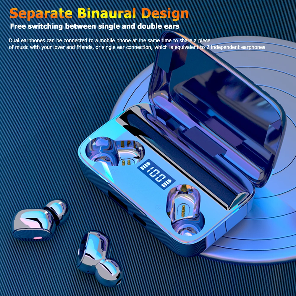 Mini Headphone Sport Headset with Charging Box Bluetooth In ear Headphones with Digital Display Charging Case TWS Earbuds