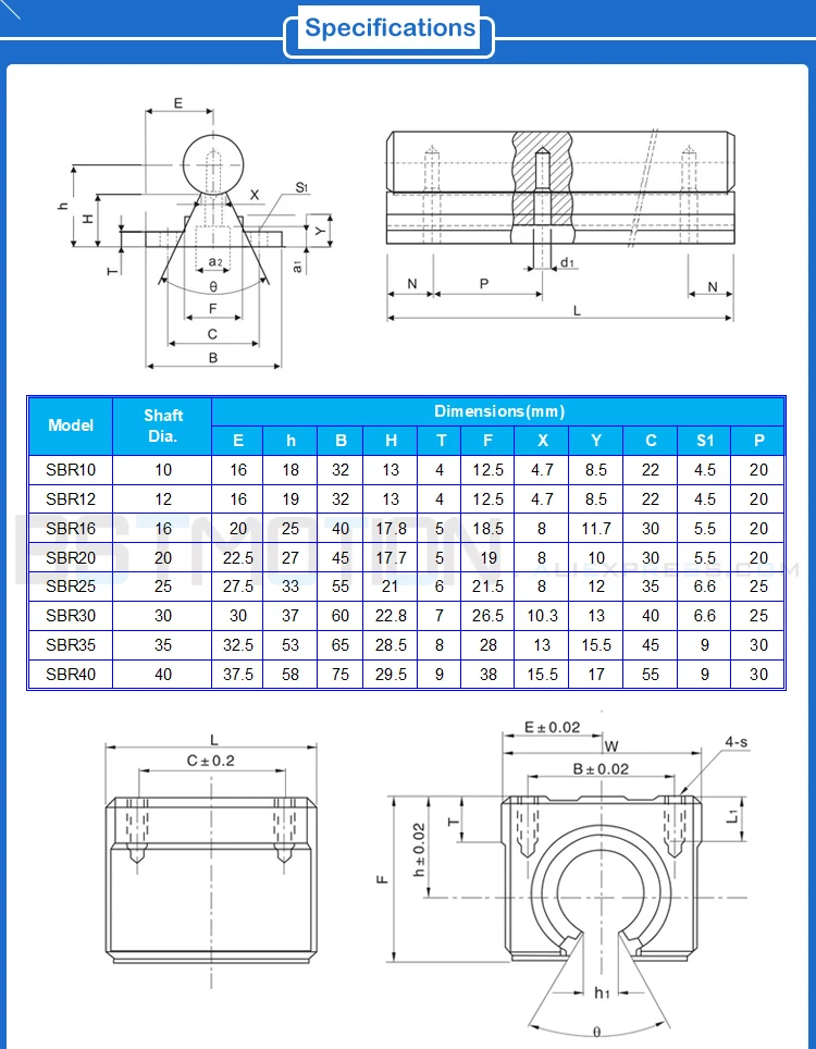 Description Picture 2 of item12mm Linear Guide Rail SBR12 450mm Shaft Support 4pcs SBR12UU Bearing Block For CNC Router Parts