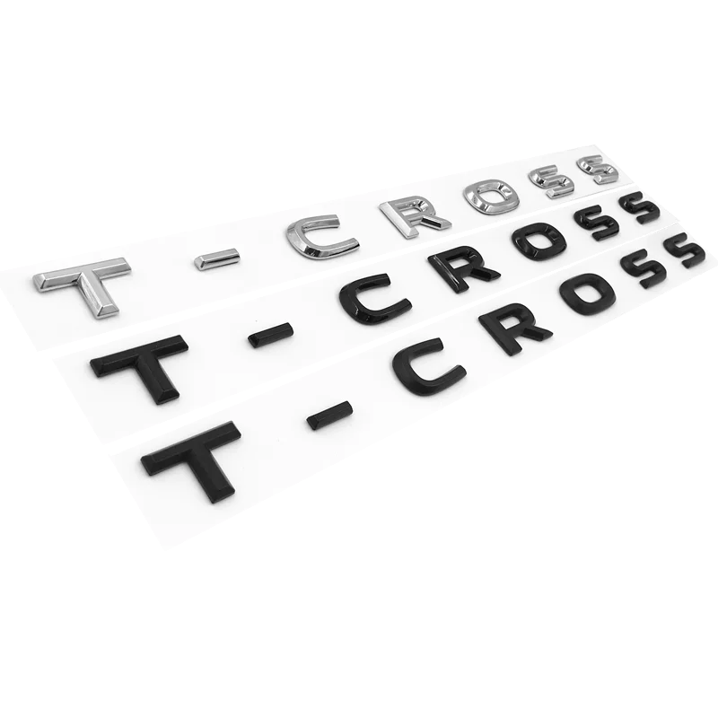 新しい3dフォント手紙エンブレムためt Crossカースタイリング再装着ミドルトランクロゴバッジステッカークロームマット黒光沢のある黒 Emblems Aliexpress