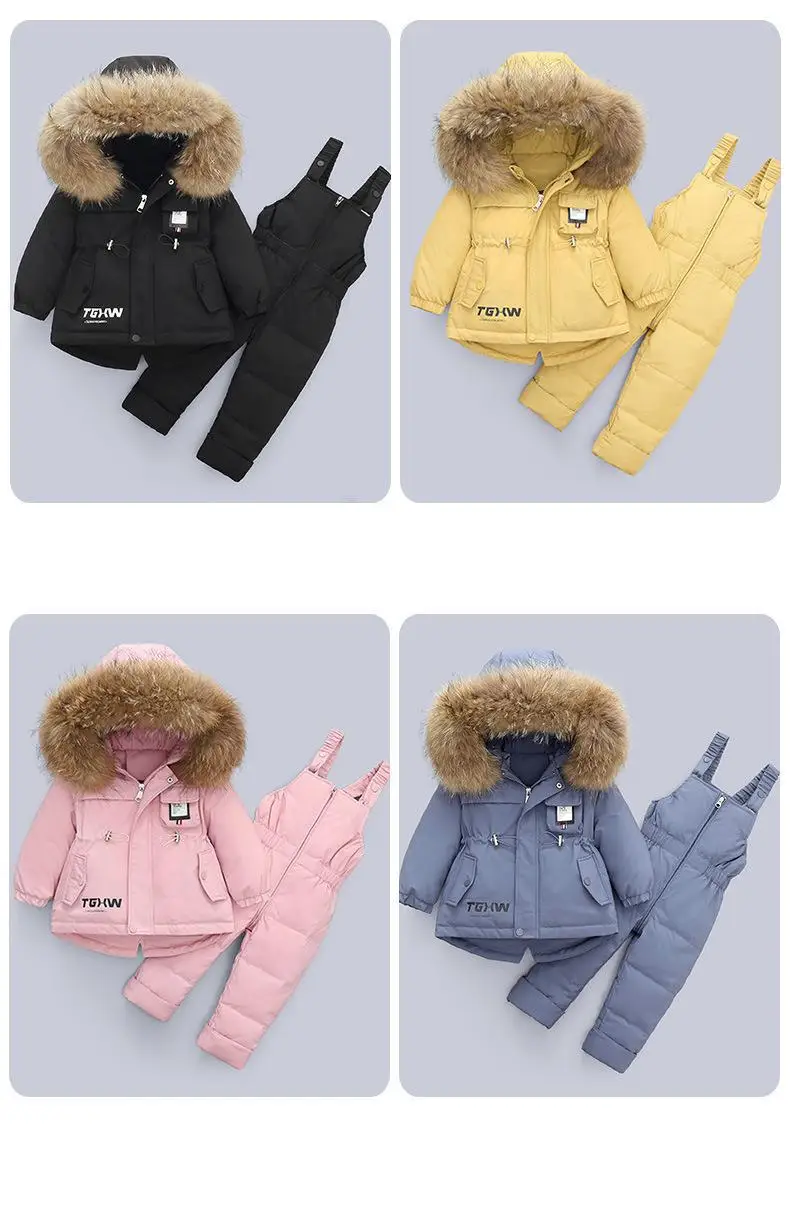 Crianças para Baixo Anos de Idade Branco para Baixo Cabolsa de Inverno Novas Jaqueta Terno Infantil Crianças 1-3 Meninos Meninas 80% Pato Engrossado Estilo Coreano 2 Roupa para neve