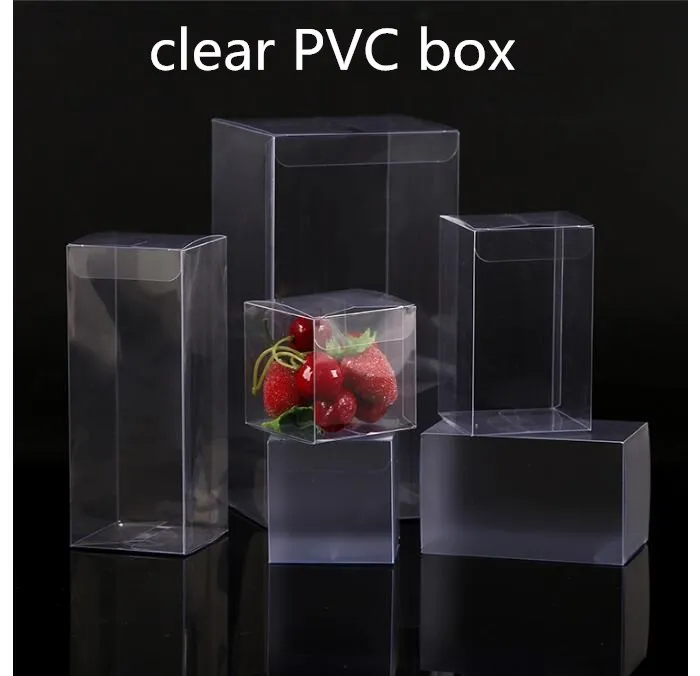 

50pcs Multi sizes Plastic display box pvc transparent packaging Box Clear Jewelry Packing Toy Display Candy Gift Storage Box