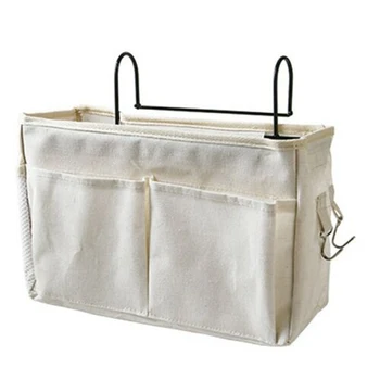 

Cotton Linen Storage Bag Remote control Mobile phone Bedside Hanging Pocket
