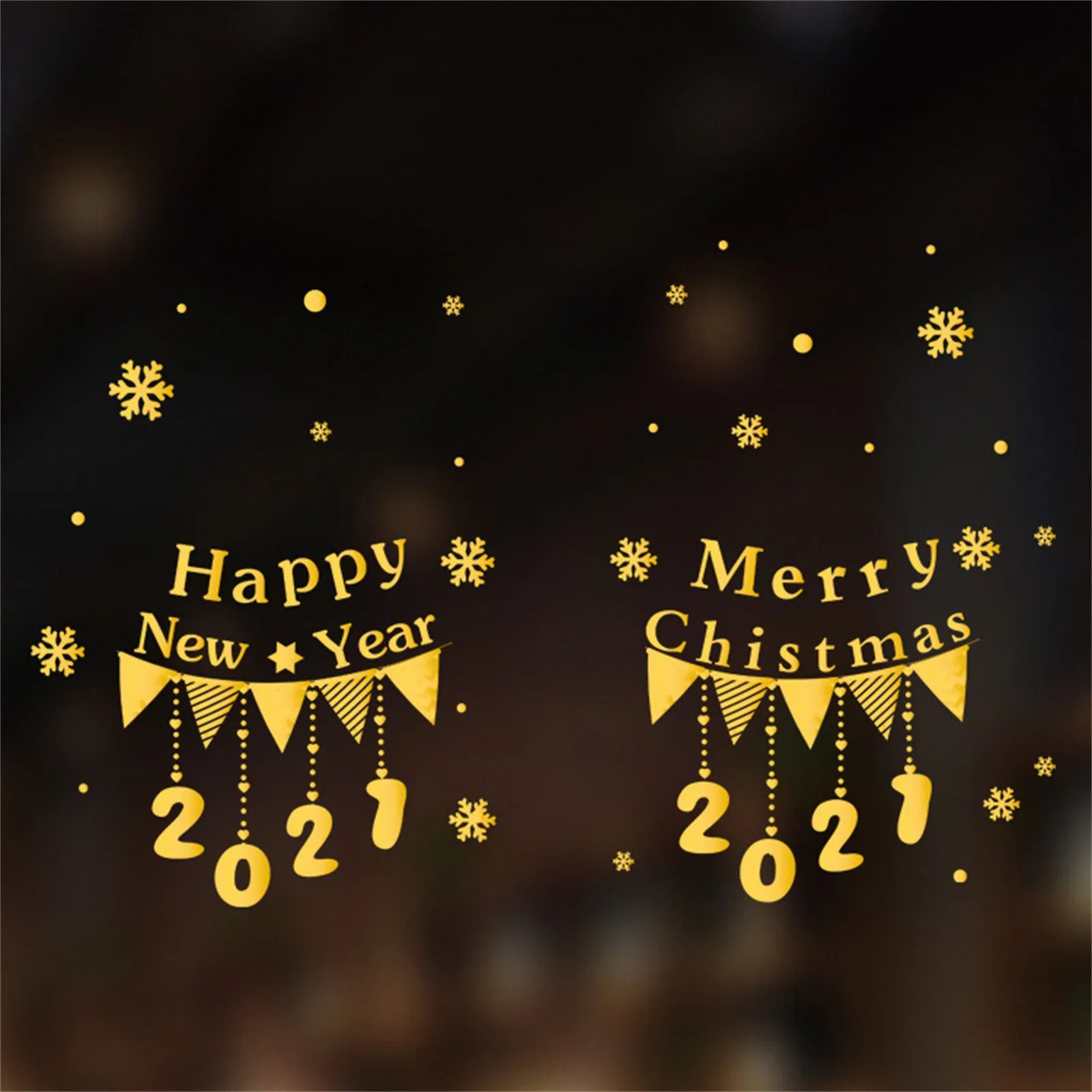 Christmas Foil Stickers Window Decorations With Gold Home Decor New Year 2022 Decoration Year's Ornaments |