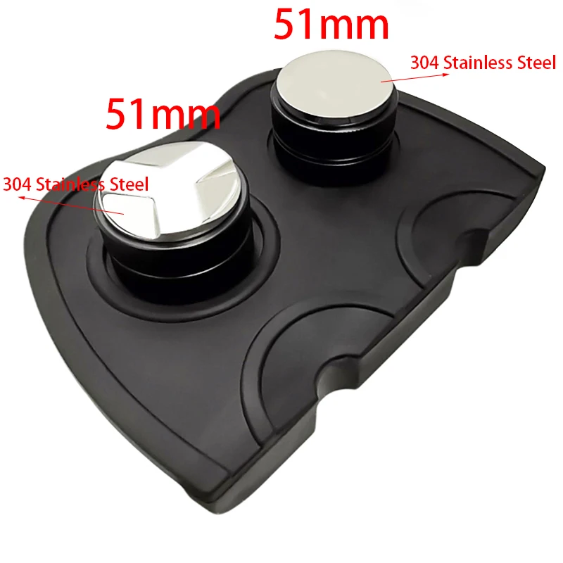 51mm 304 Stainless Steel 3 Angle Coffee Tamper and Flat Coffee Tampers With Double Coffee Mat