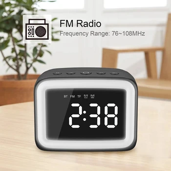 

AEC BT511 Mini Bluetooth 5.0 Speaker Alarm Clock Radio with FM Radio Supports LED Night Lamp TF Card Temperature Display