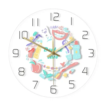 

Watercolour Dental Care Wall Clock Dentist Office Stomatology Acrylic Watch Oral Medicine Dental Clinic Multi Colors LED Light