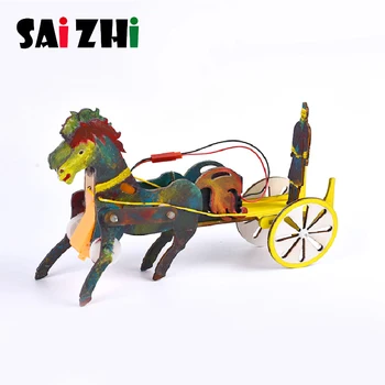 

Saizhi Diy Wooden Ancient Chariot Model Building Kits Assembly Toy Gift for Children STEAM Experiments Laboratory