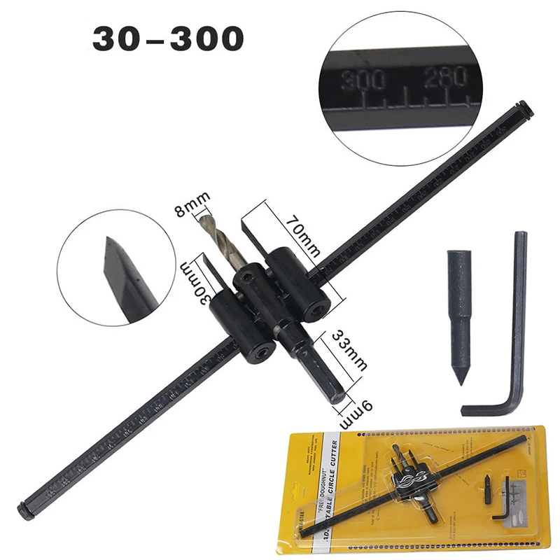 ZK30 30 120/200/300mm Adjustable Circle Hole Cutter Wood Drywall Drill Bit  Saw Round Cutting Blade Aircraft Type DIY Tool|Drill Bits| - AliExpress