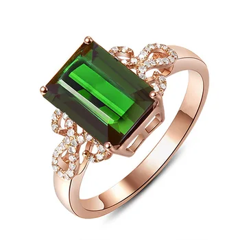 

CHAMSS Japanese and Korean Rose Gold Emerald Ring Fashion Mother's Day Gift