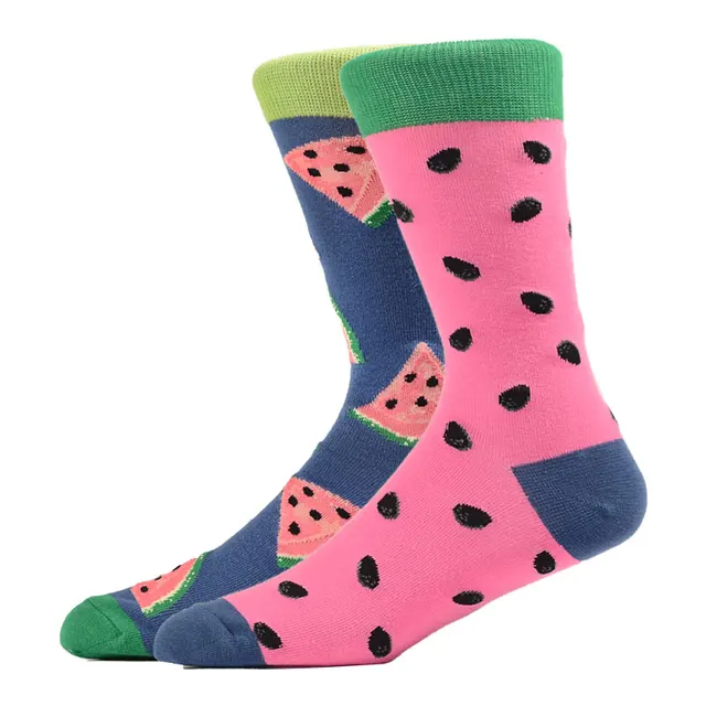 High Quality Combed Cotton Socks Food Pattern Long Tube Funny Happy Men Socks Colorful Novelty Skateboard Crew Casual Crazy Sock HK34002-5