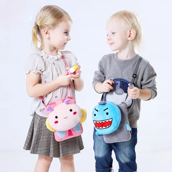 

2020 Animal Children Shoulder Bag 3D Plush Cartoon Anime Tiger Panda Kids Boy Girl Cross body Bags Child Anti-lost Light Mini