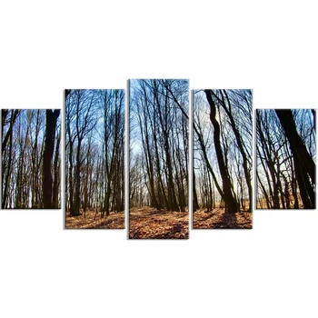 

5 Pcs Modular Pictures Black Lot Tree Canvas Wall Art Paintings Beautiful Gift Printed Poster Living Room Home Decoration Frame