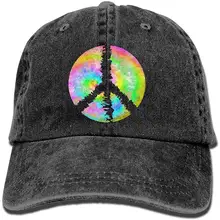 Tie Dye Peace Sign Мужская вымытая бейсболка Jeanet Кепка для папы регулируемая задняя застежка Кепка водителя грузовика