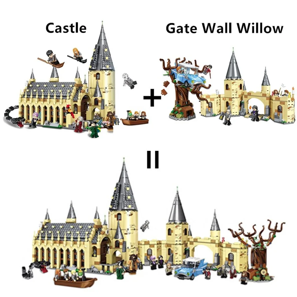 Skup Nowy magiczny zamek Hall budowa domu bloki cegieł zabawki dla dzieci prezenty kompatybilny 75953 75954